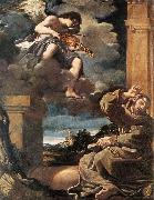 St Francis with an Angel Playing Violin sdg GUERCINO