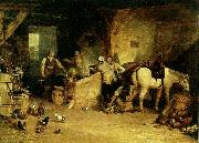a country blacksmith disputing upon the price of i ron and the price charged to the butcher for shoeing his poney J.M.W.Turner